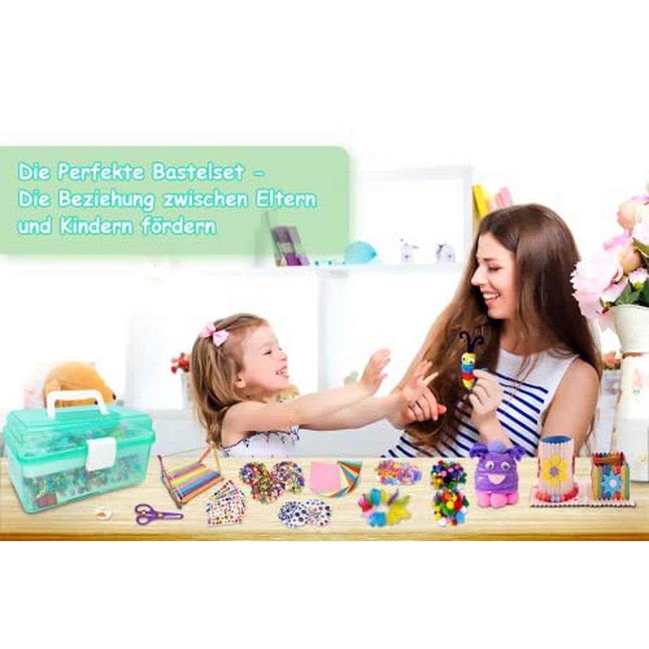 Activity-board  Bastelmaterial in faltbaren Bastelsets Bastelpapier Federn Pfeifenreiniger Pompons Bastelgeschenk für Kinder 