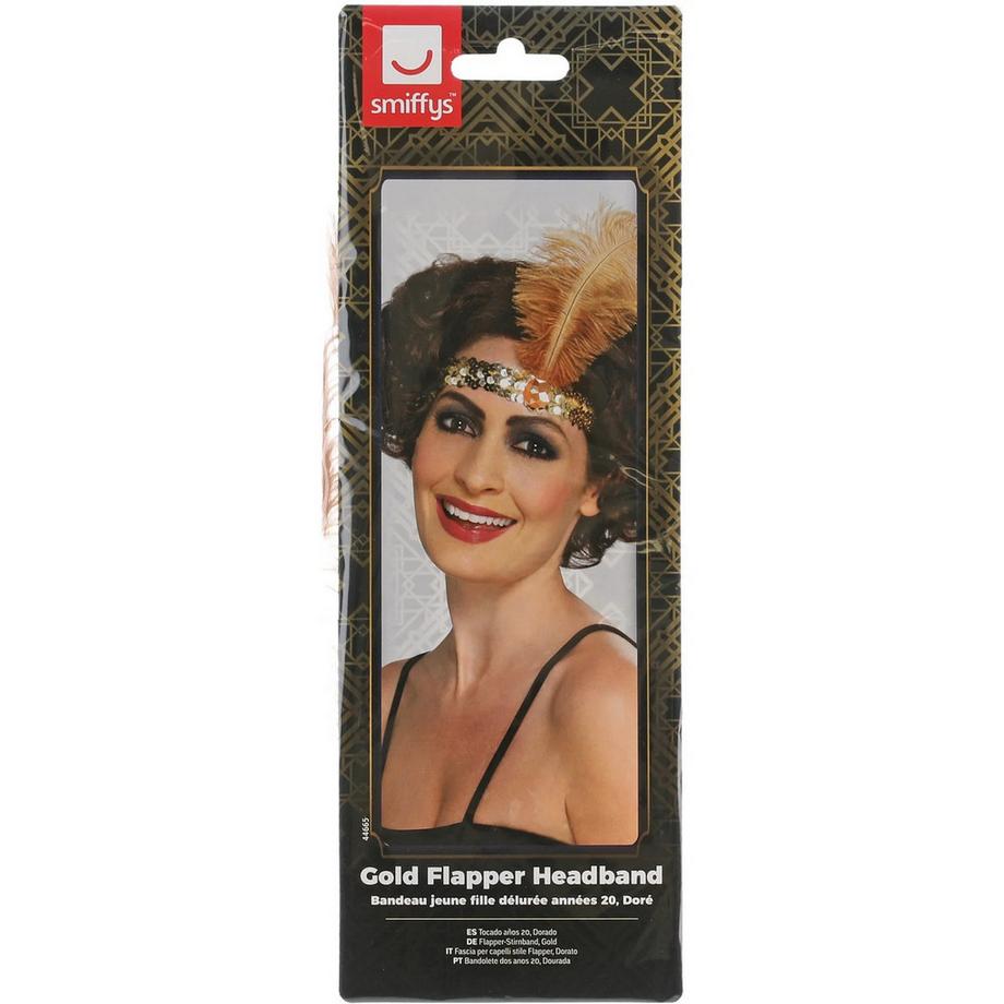 smiffys Flapper Kopfbedeckung mit Pailletten und Feder  