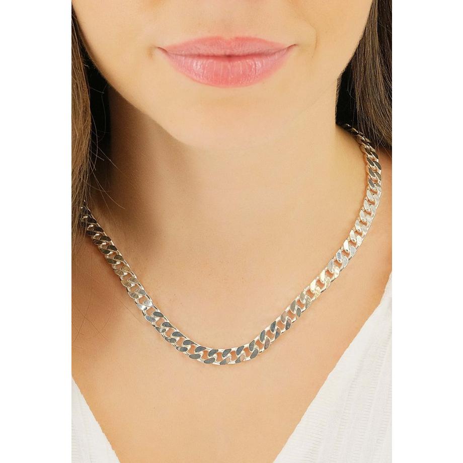 MUAU Schmuck  Collier Panzer Silber 925, 7mm, 45cm 