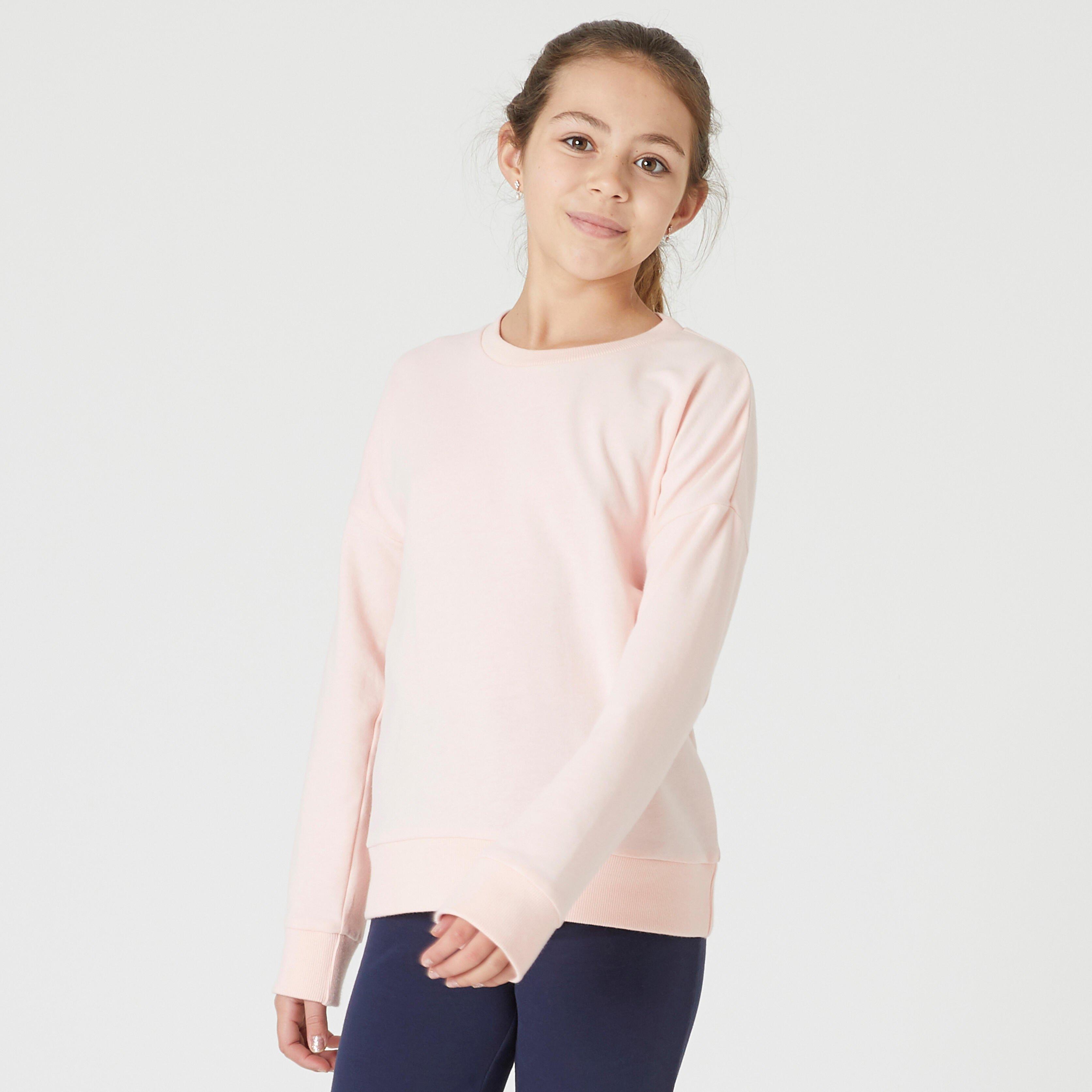 Image of DOMYOS Sweatshirt Rundhalsausschnitt Kinder rosa - 10-12A