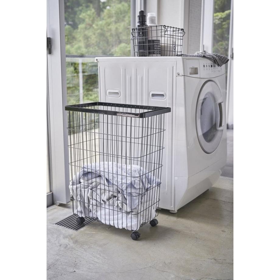 Yamazaki Cesto per biancheria con ruote in metallo H56.5cm  