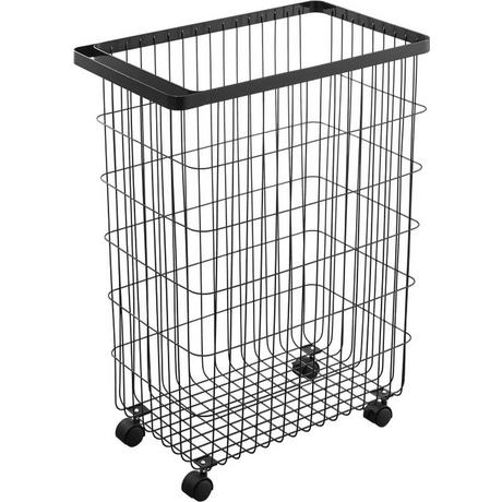 Yamazaki Panier à linge à roulettes en métal H56.5cm  
