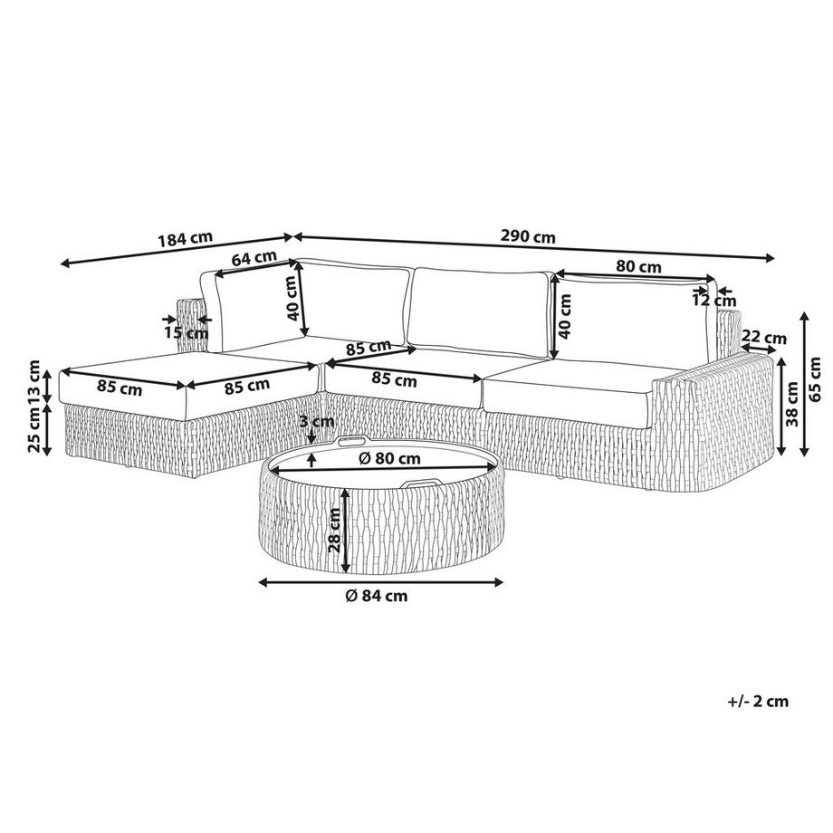 Beliani Salotto da giardino en Rattan sintetico Boho OLIVERI  
