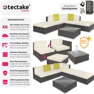 Tectake Canapé de jardin PARIS modulable 5 places  