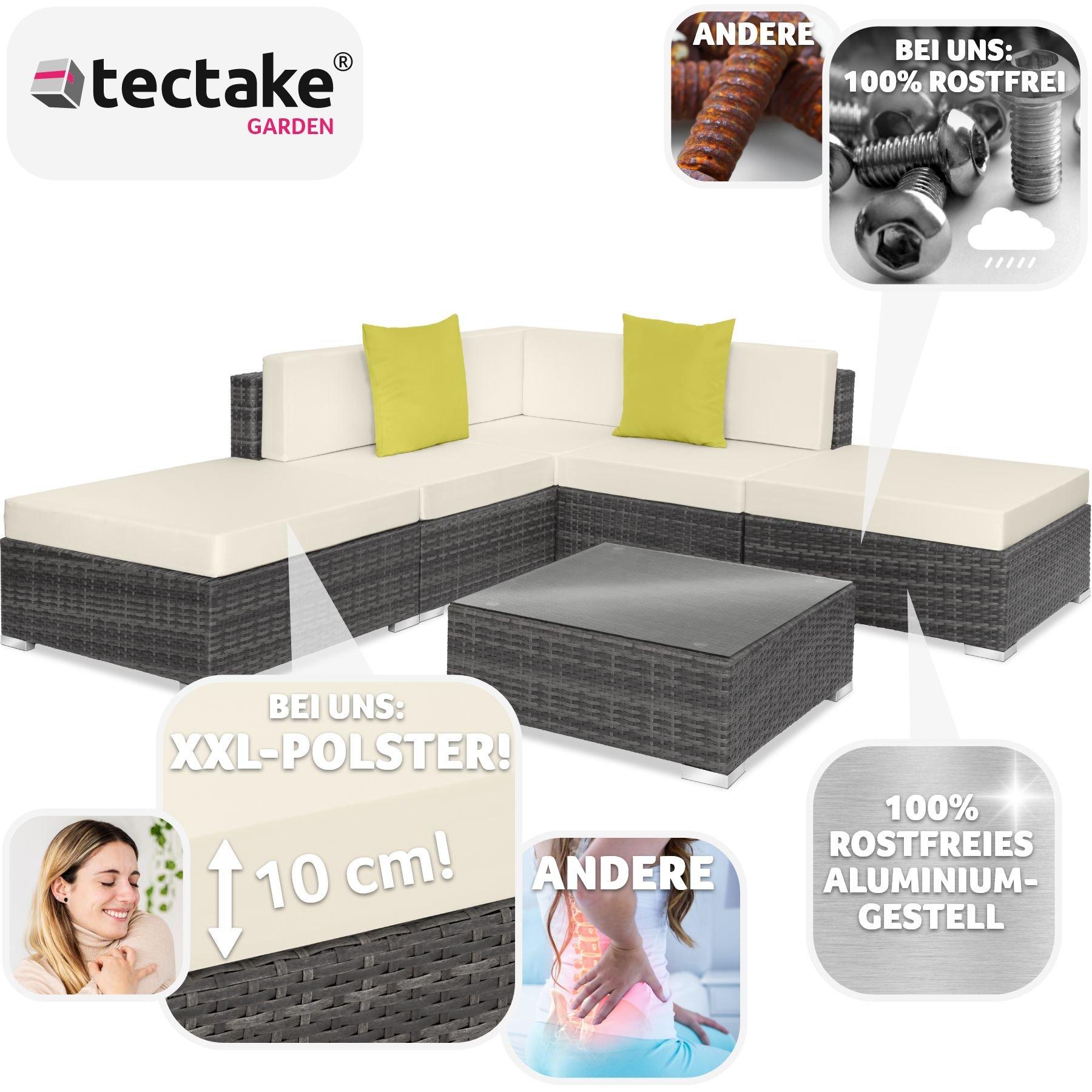 Tectake Canapé de jardin PARIS modulable 5 places  