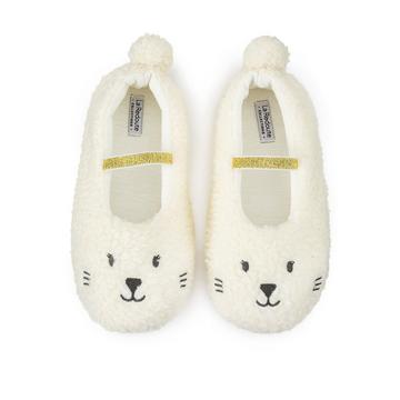 Chaussons ballerines chauds peluche broderie lapin