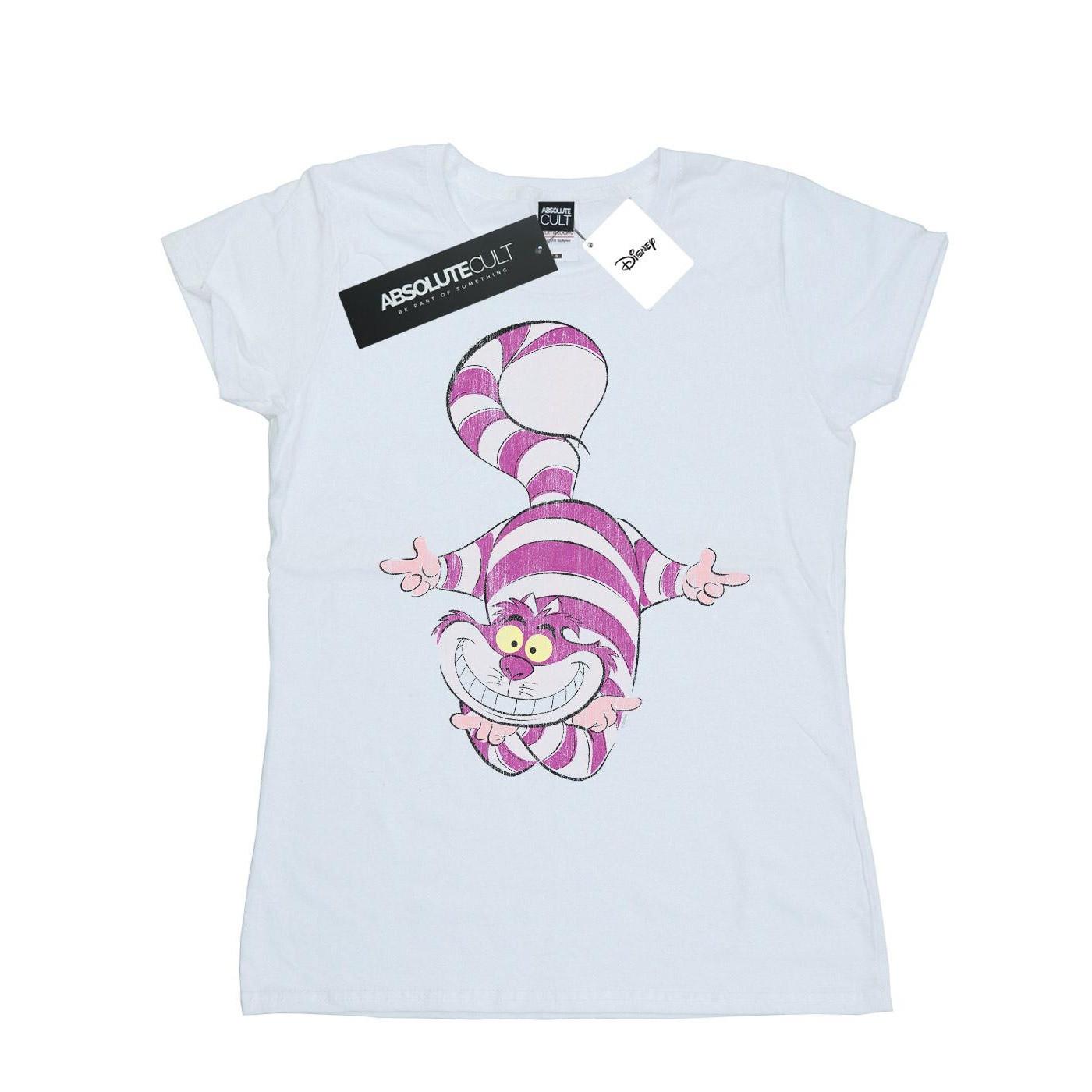 Image of Alice In Wonderland Cheshire Cat Upside Down Tshirt Damen Weiss L