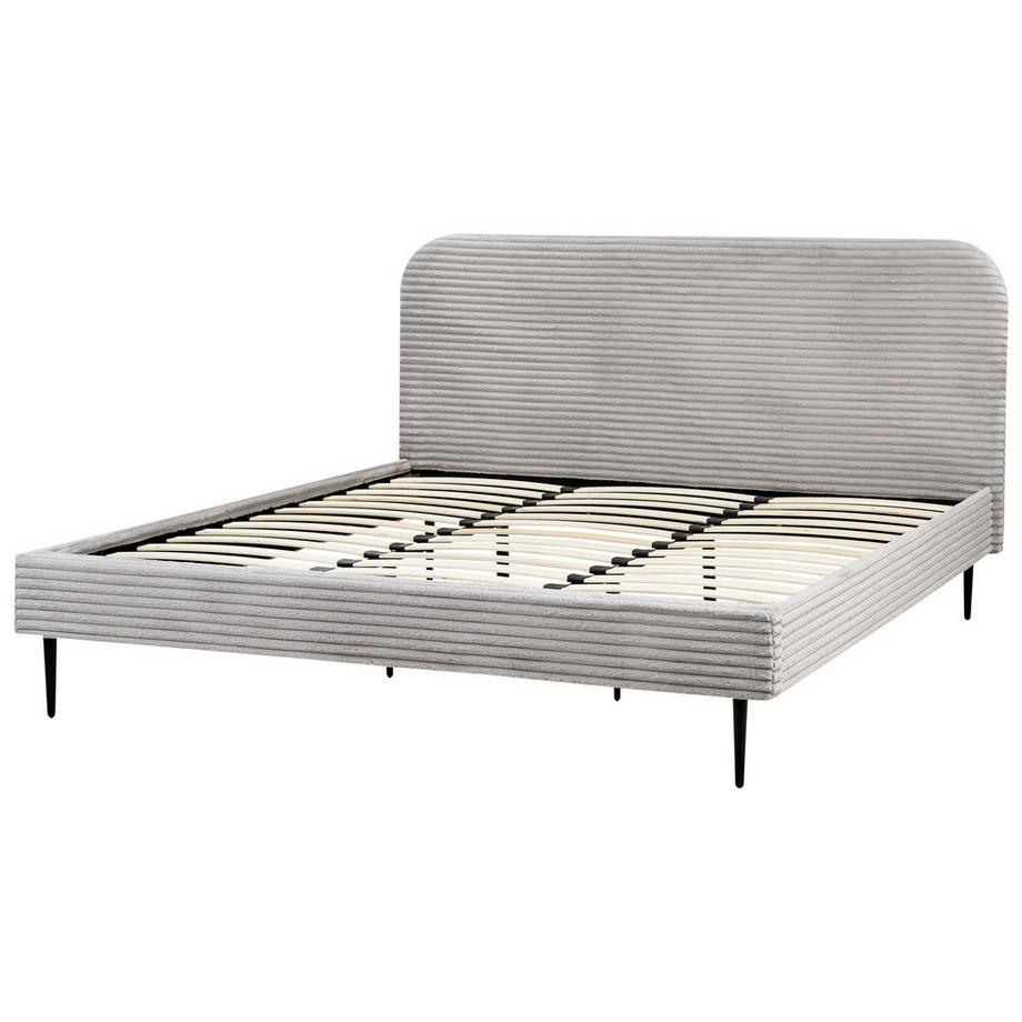 Beliani Lit avec sommier en Velours côtelé Glamour FLAYAT  