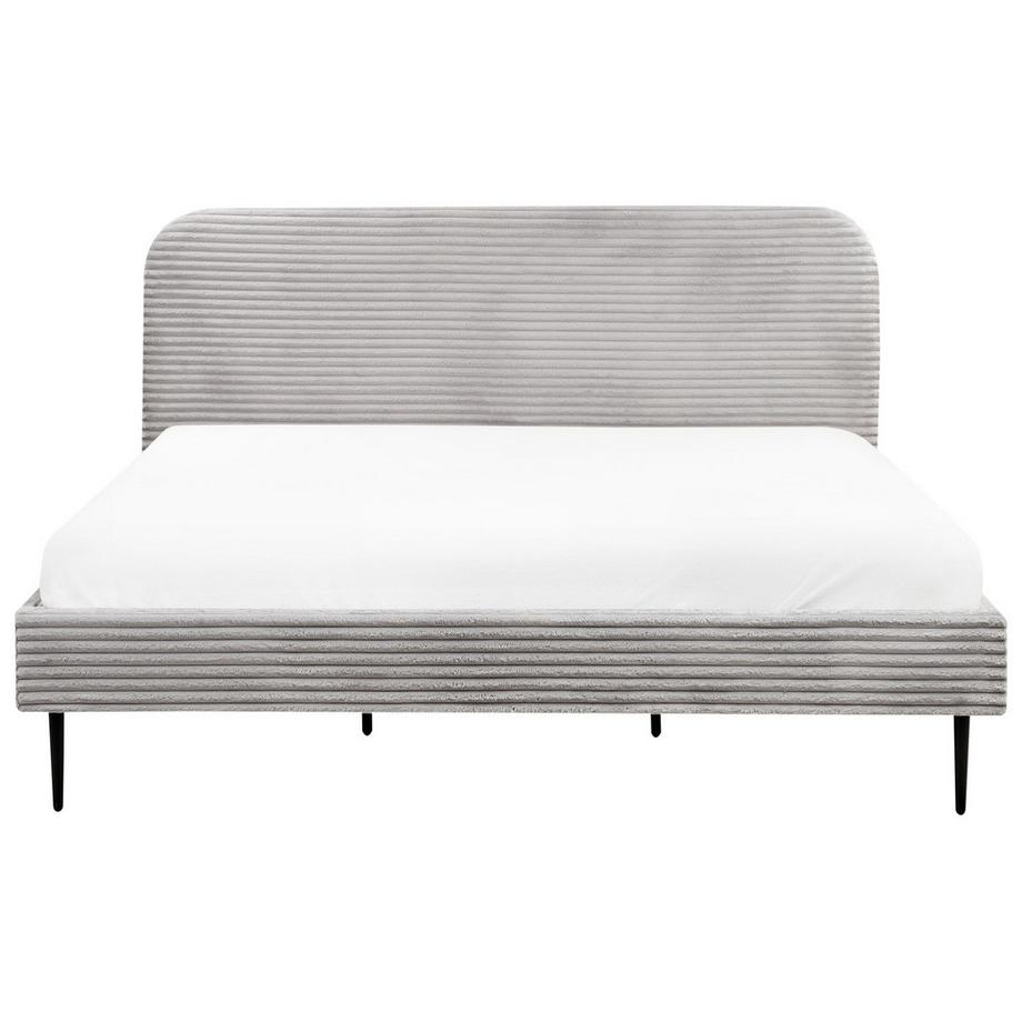 Beliani Lit avec sommier en Velours côtelé Glamour FLAYAT  