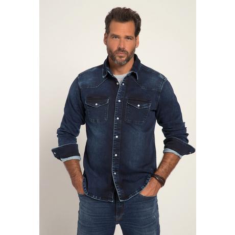 JP1880  Camicia di jeans basic dalla vestibilità moderna con FLEXNAMIC®, maniche lunghe, colletto ad apertura inglese e look in stile western 