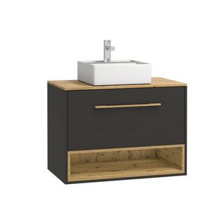 Vente-unique Waschbeckenunterschrank hängend mit Einzelwaschbecken - 80 cm - Anthrazit - YANGRA  