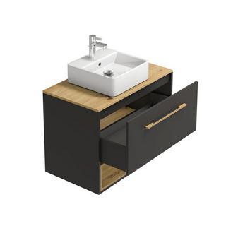 Vente-unique Waschbeckenunterschrank hängend mit Einzelwaschbecken - 80 cm - Anthrazit - YANGRA  