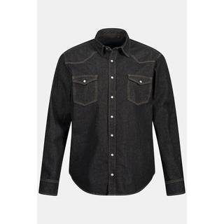 JP1880  Camicia di jeans dalla vestibilità moderna con maniche lunghe e colletto ad apertura inglese e in versione tall nero 