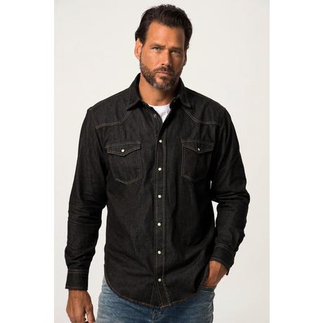 JP1880  Chemise en jean, manches longues et col Kent. Coupe Modern Fit. Jusqu'au 8 XL, Tall. 