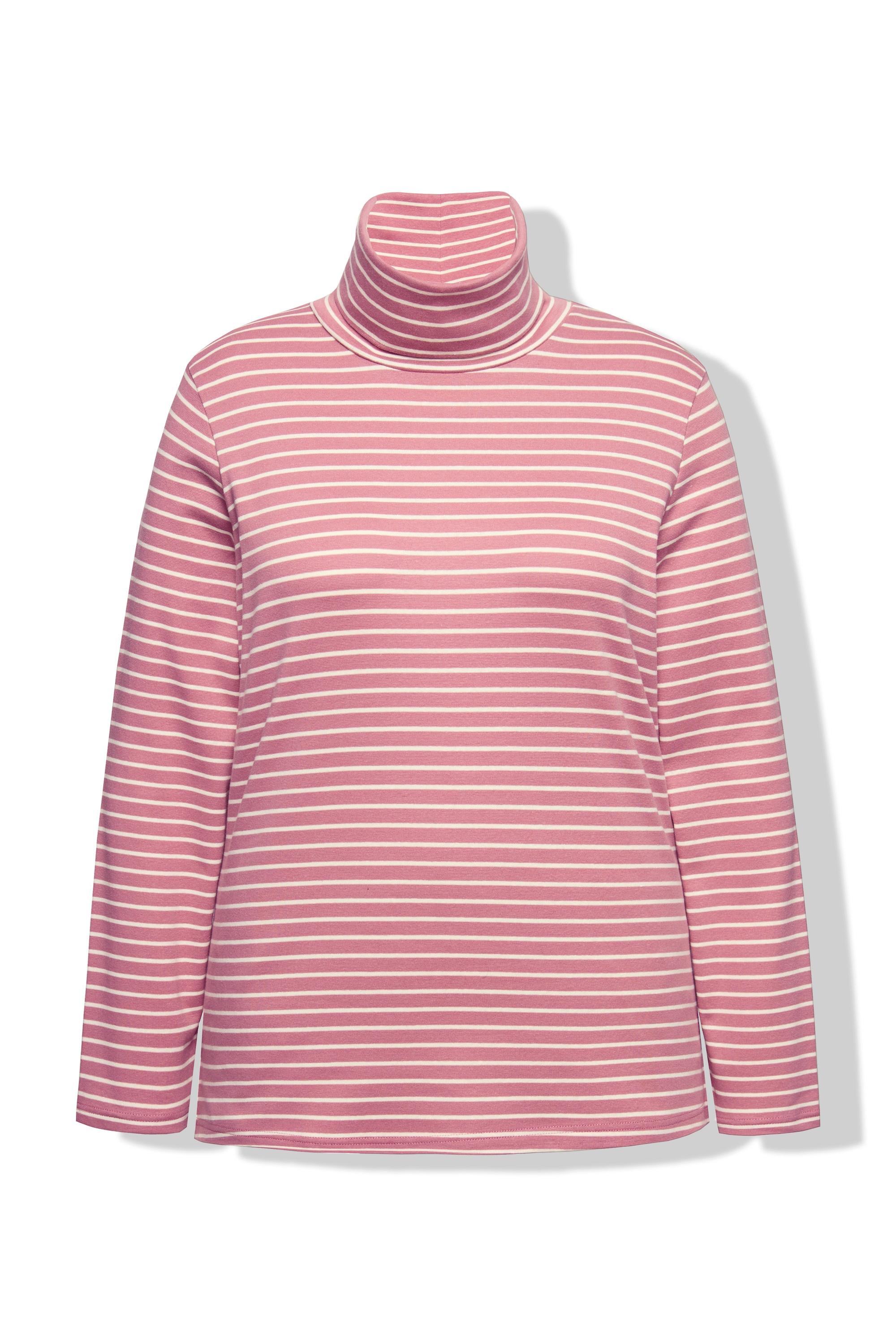 Ulla Popken Maglia a Costine Slim Collo Alto Maniche Lunghe  