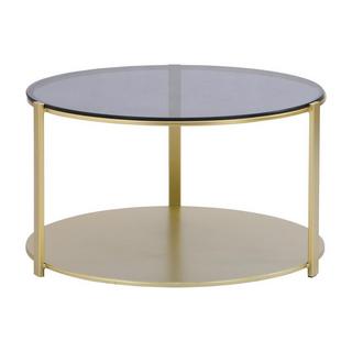 Vente-unique Table basse en métal et verre - Doré et Noir - DIBIA  