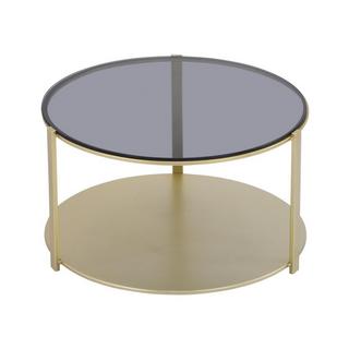 Vente-unique Table basse en métal et verre - Doré et Noir - DIBIA  