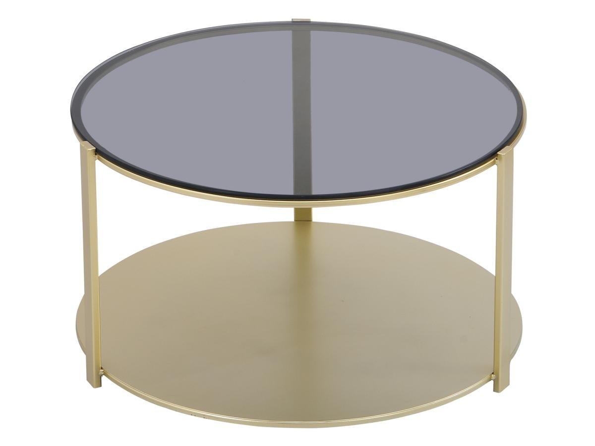 Image of Couchtisch - Metall & Glas - Goldfarben & Schwarz- DIBIA Couchtisch - Metall & Glas - Goldfarben & Schwarz- DIBIA