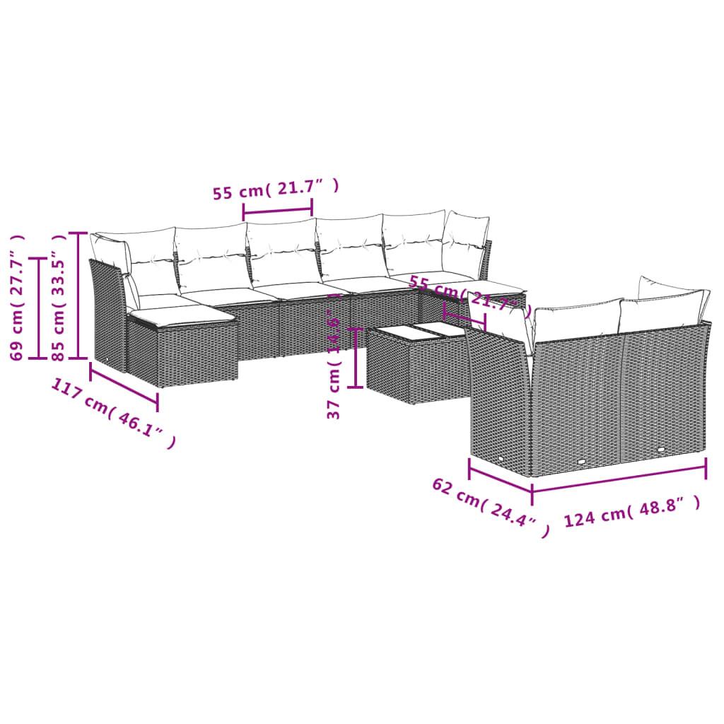 VidaXL Ensemble de canapés de jardin rotin synthétique  