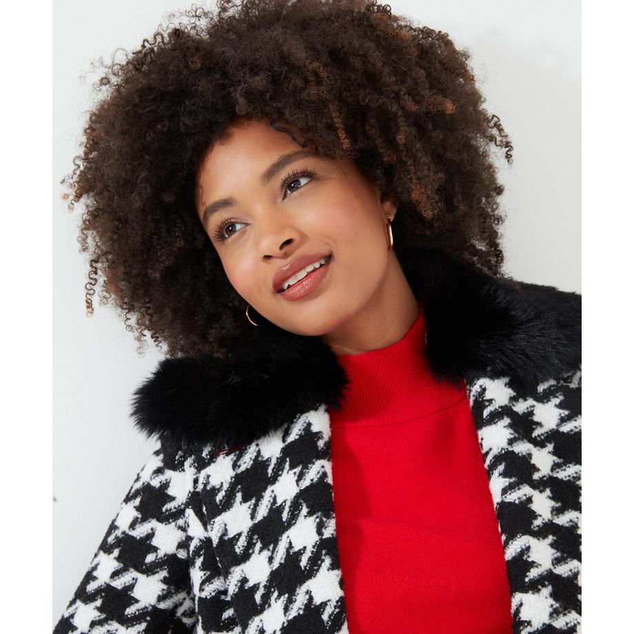 Joe Browns Kunstpelzkragen Hahnentritt Mantel  