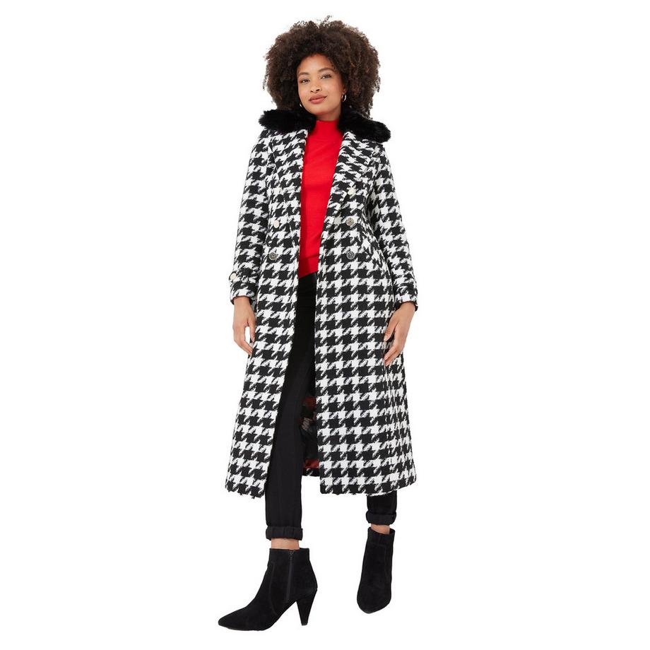 Joe Browns Kunstpelzkragen Hahnentritt Mantel  