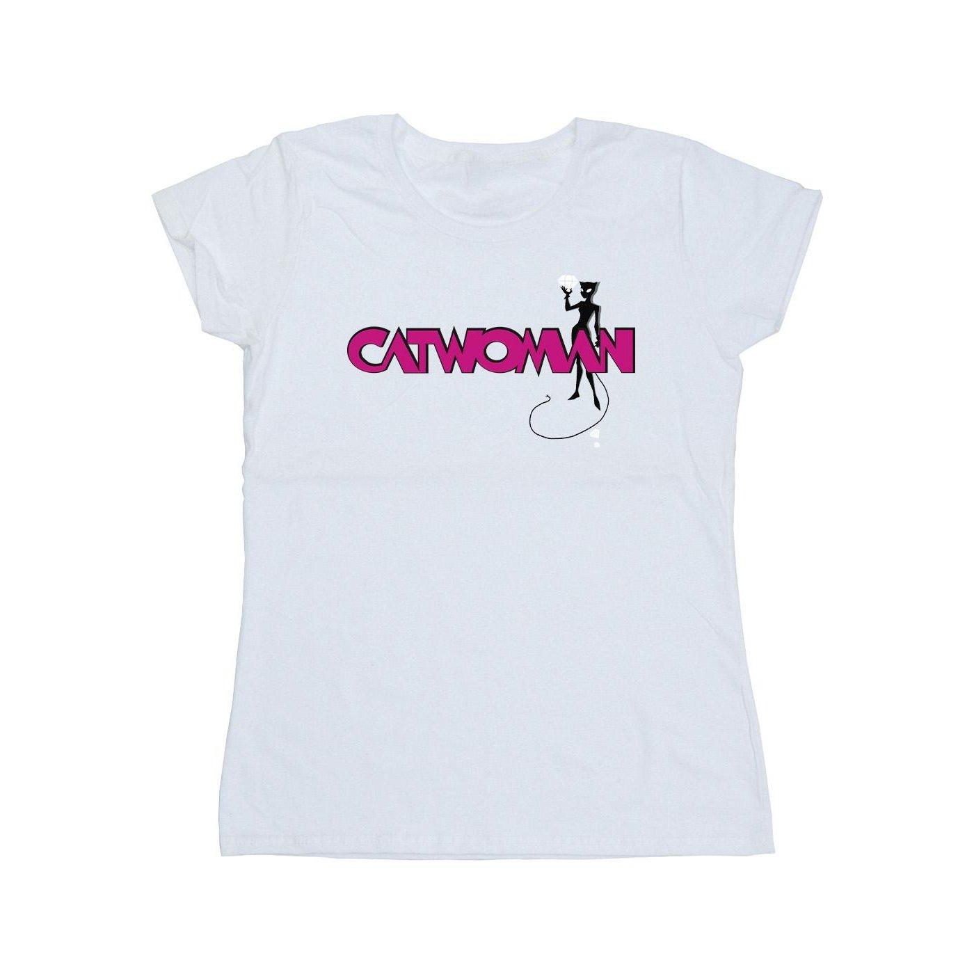 Image of Batman Catwoman Logo Tshirt Damen Weiss XL