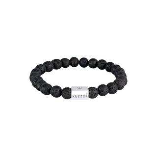 Kuzzoi  Bracelet Herren Lava Edelstein Bead Rechteck 925 Silber 