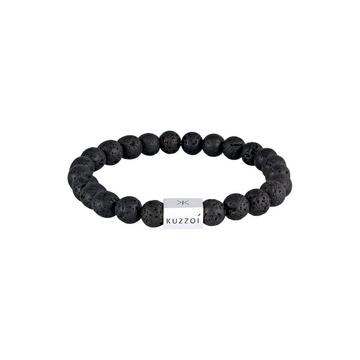 Bracelet Herren Lava Edelstein Bead Rechteck 925 Silber