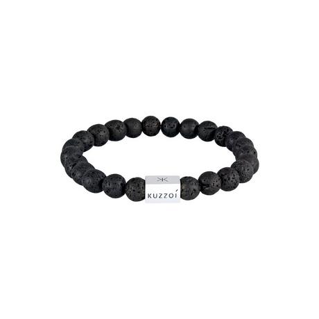 Kuzzoi  Bracelet Herren Lava Edelstein Bead Rechteck 925 Silber 