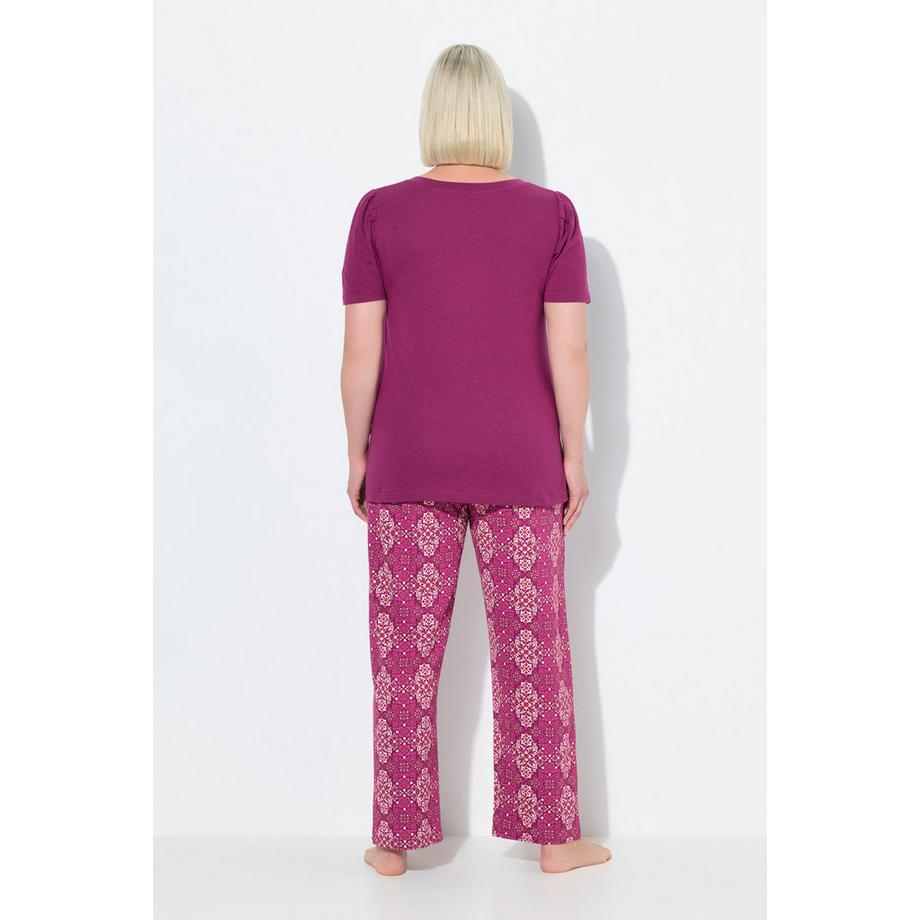 Ulla Popken Pyjama Losanges Col V Manches Courtes  