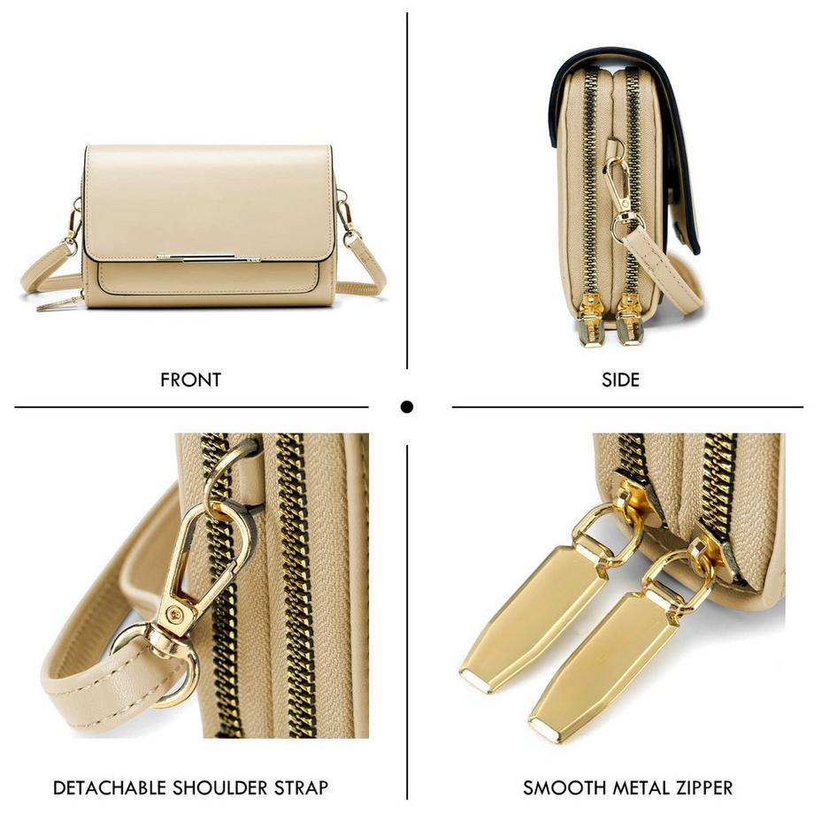 Only-bags.store Sac Bandoulière Crossbody en Cuir PU Porte Passeport Téléphone avec Fente pour Carte Bandoulière Réglable Détachable  