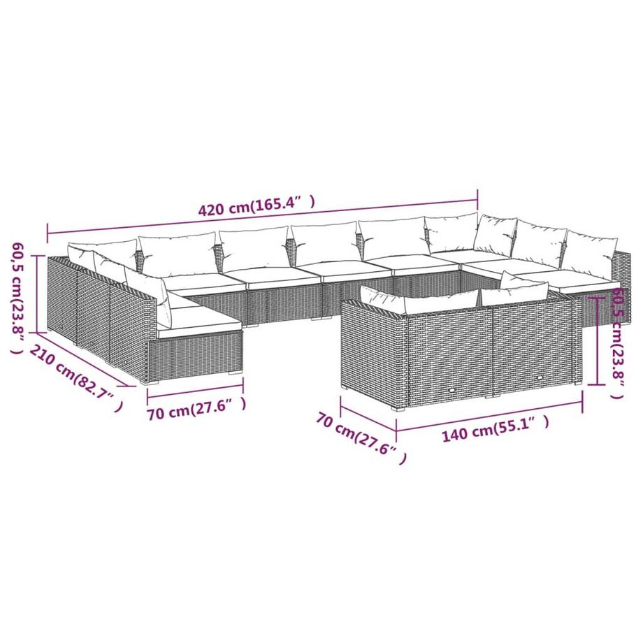 VidaXL Garten-lounge-set poly-rattan  