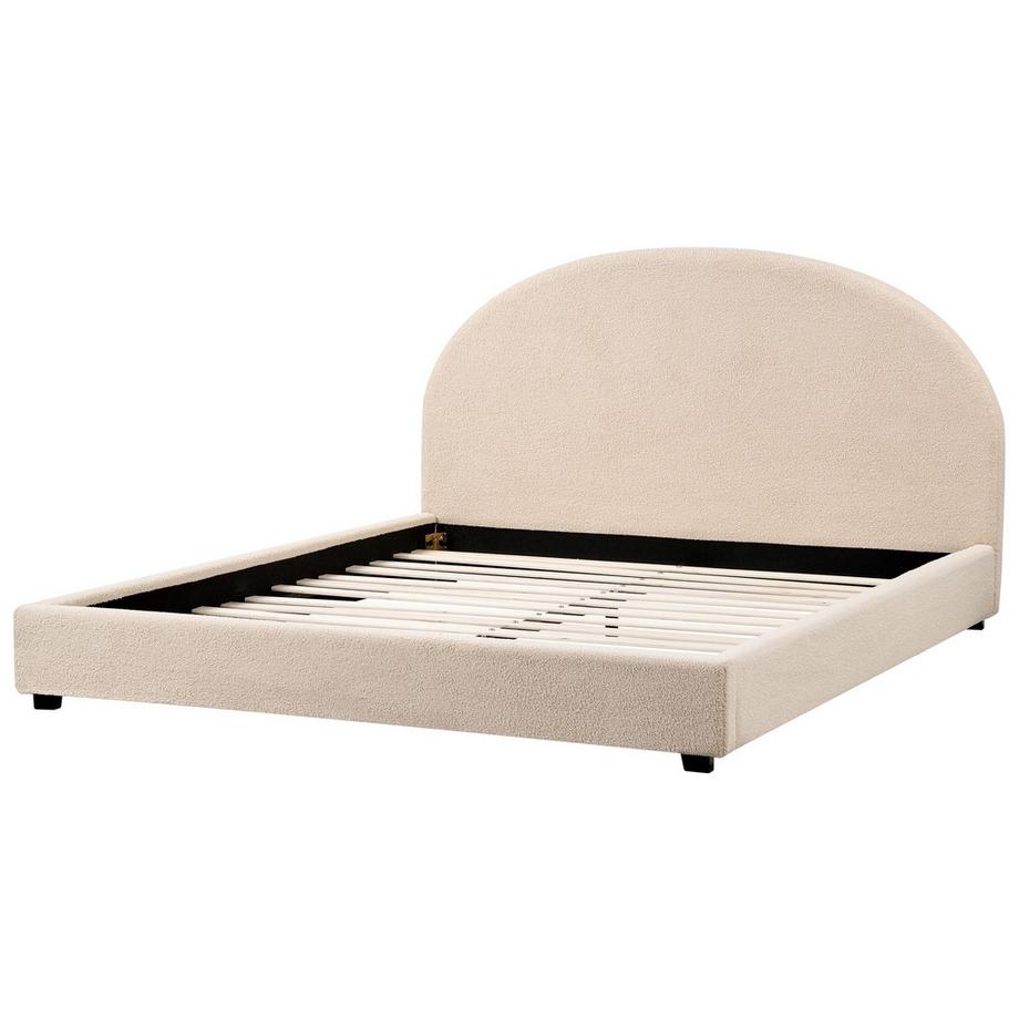 Beliani Lit avec sommier en Bouclé Rétro VAUCLUSE  