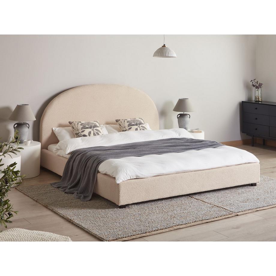 Beliani Lit avec sommier en Bouclé Rétro VAUCLUSE  