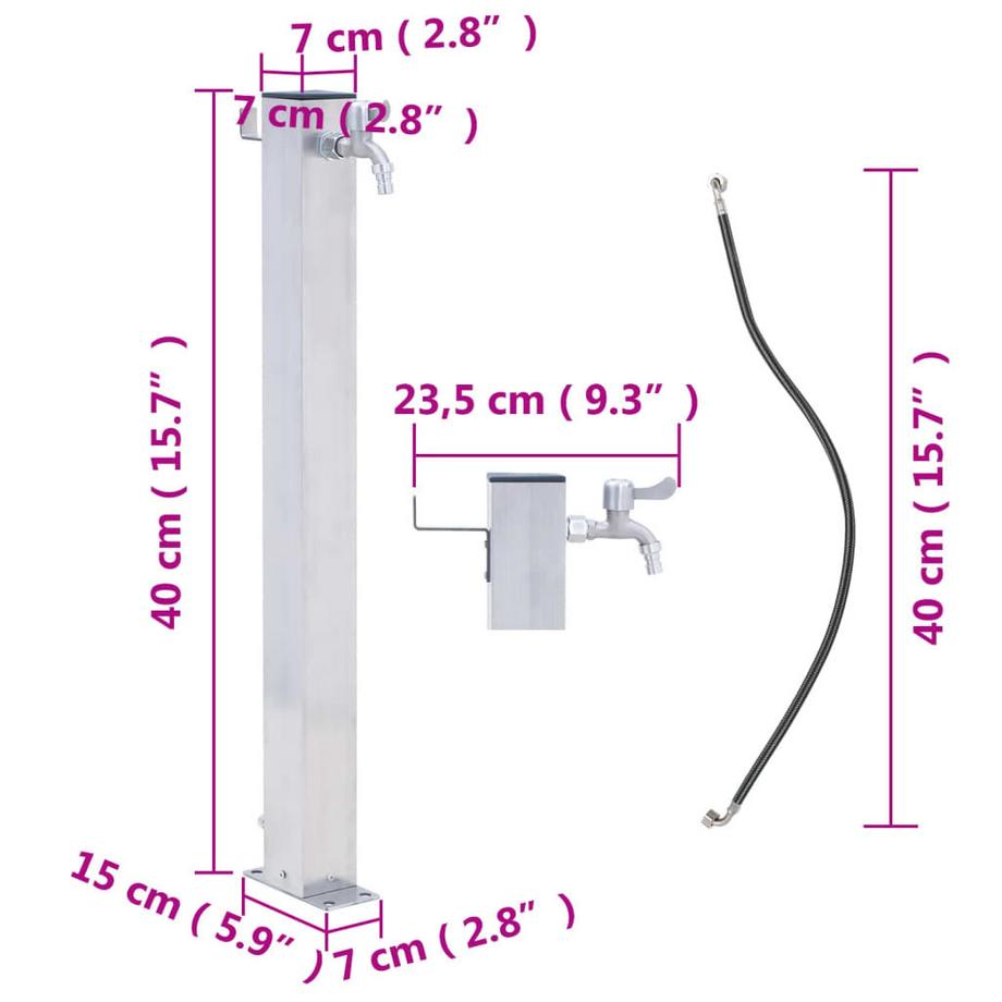 VidaXL colonna d'acqua Acciaio  
