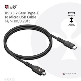 Club3D  CAC-1526 cavo USB 1 m USB 3.2 Gen 1 (3.1 Gen 1) USB C Micro-USB B Nero 