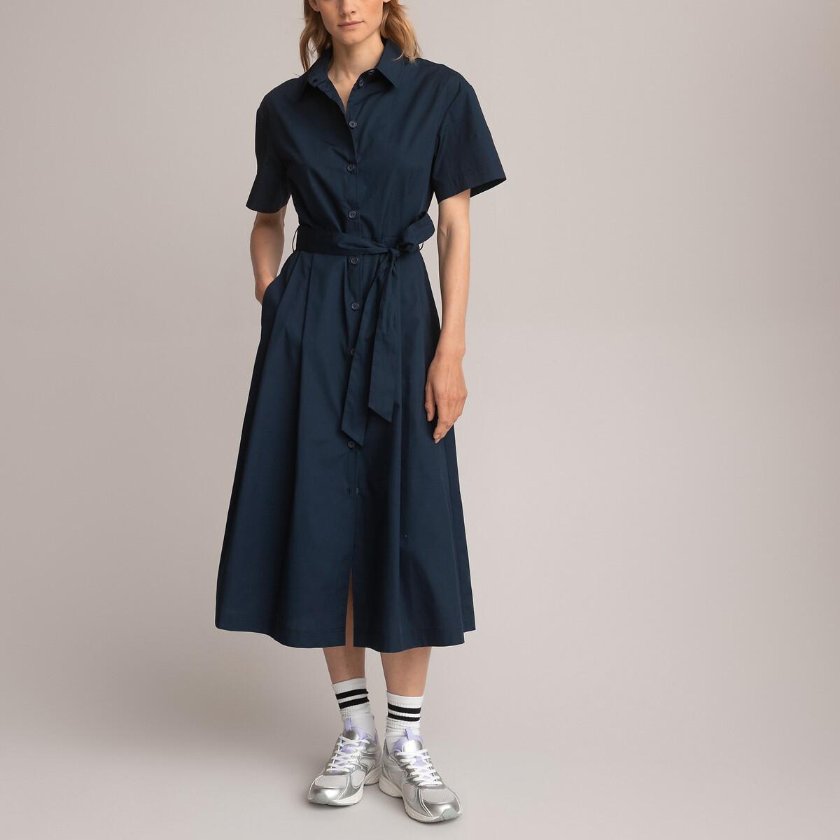 Image of Blusenkleid Mit Bindegürtel Damen Blau 34