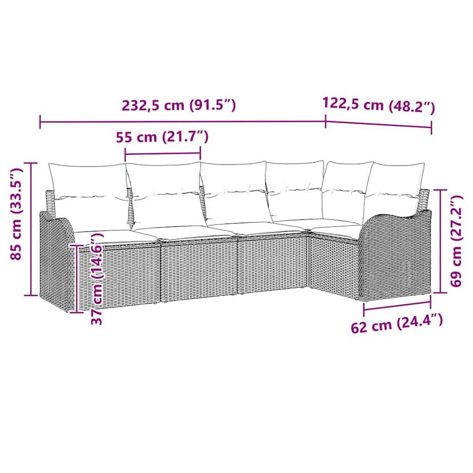 VidaXL Set di divani modulari Polyrattan  
