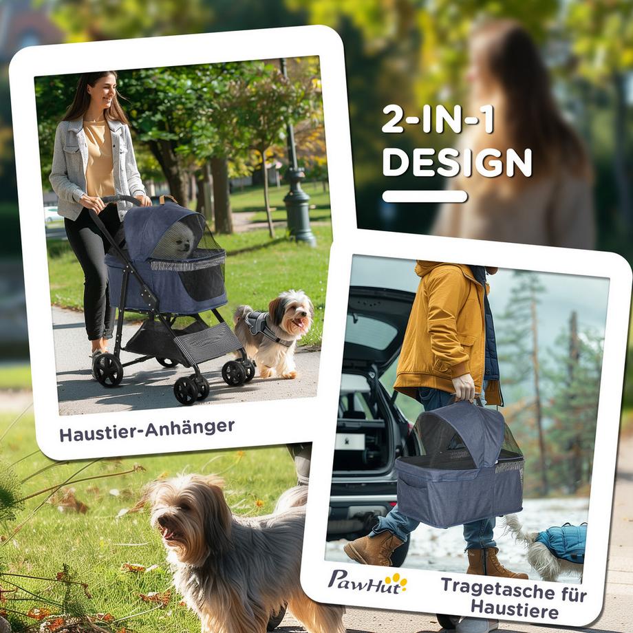 PawHut  Poussette pour chien 2 en 1 