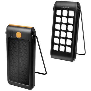 LogiLink  Powerbank solaire 10 000 mAh, lampe de poche, 2x USB-A QC et 1x USB-C PD 
