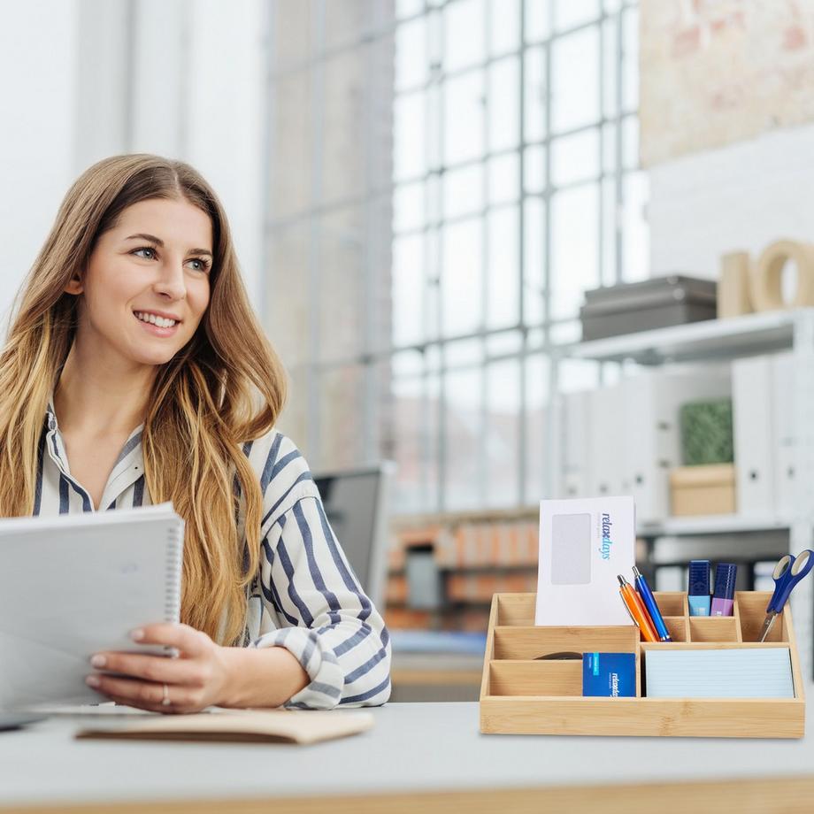 B2X Organisation de bureau en bambou 9 compartiments  