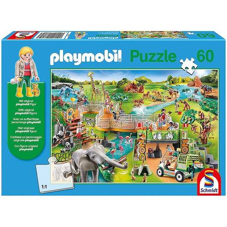 Schmidt  Puzzle Zoo inkl. Playmobil-Figur (60Teile) 