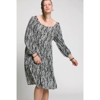 Studio Untold  Zebra-Kleid, A-Line, Carree-Ausschnitt, Langarm, Jersey-Unterkleid 