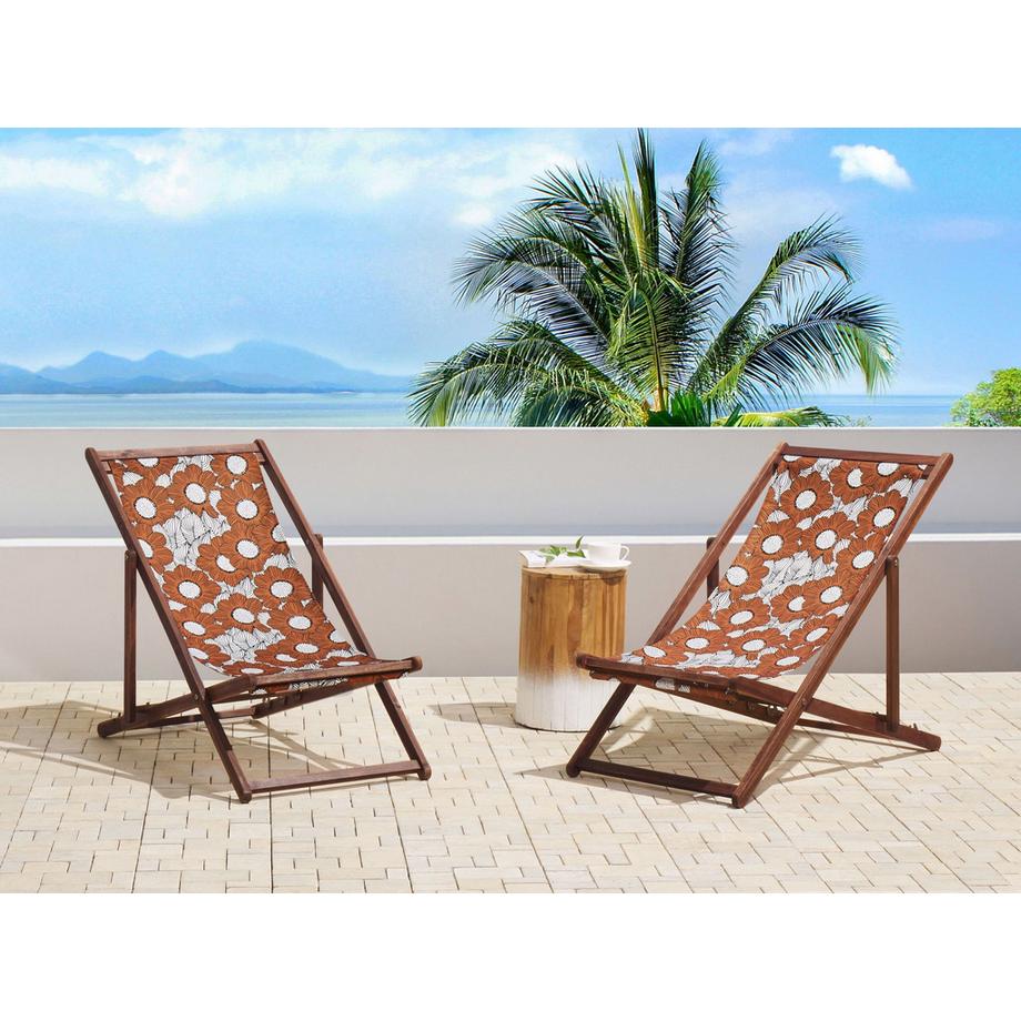 Beliani Set mit 2 klappbaren Liegestühlen aus Stoff  ANZIO  