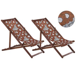 Beliani Lot de 2 chiliennes pliantes en Tissu Moderne ANZIO  