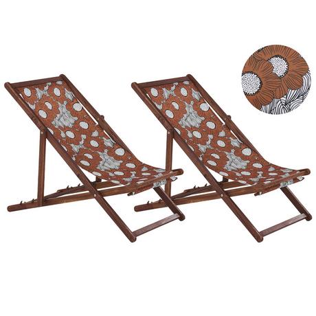 Beliani Set mit 2 klappbaren Liegestühlen aus Stoff Modern ANZIO  