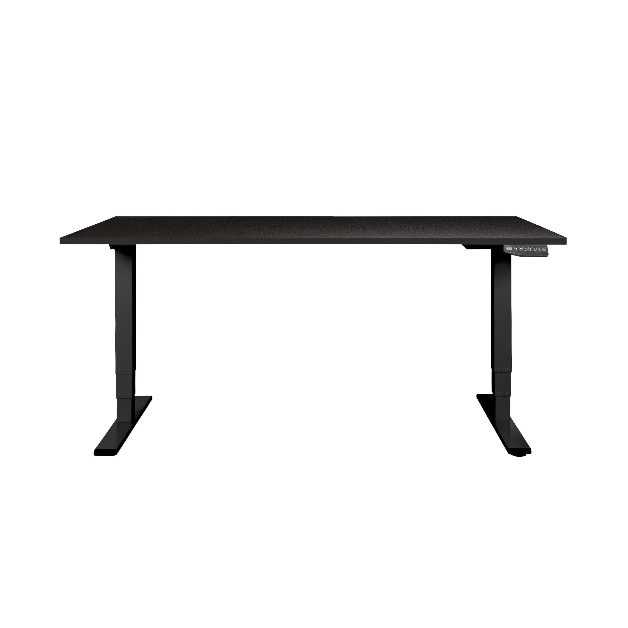 Contini Table de bureau réglable en hauteur 1.8x0.8m noir / piétement noir RAL 9005  