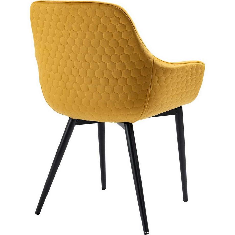 mutoni Fauteuil velours jaune moutarde  
