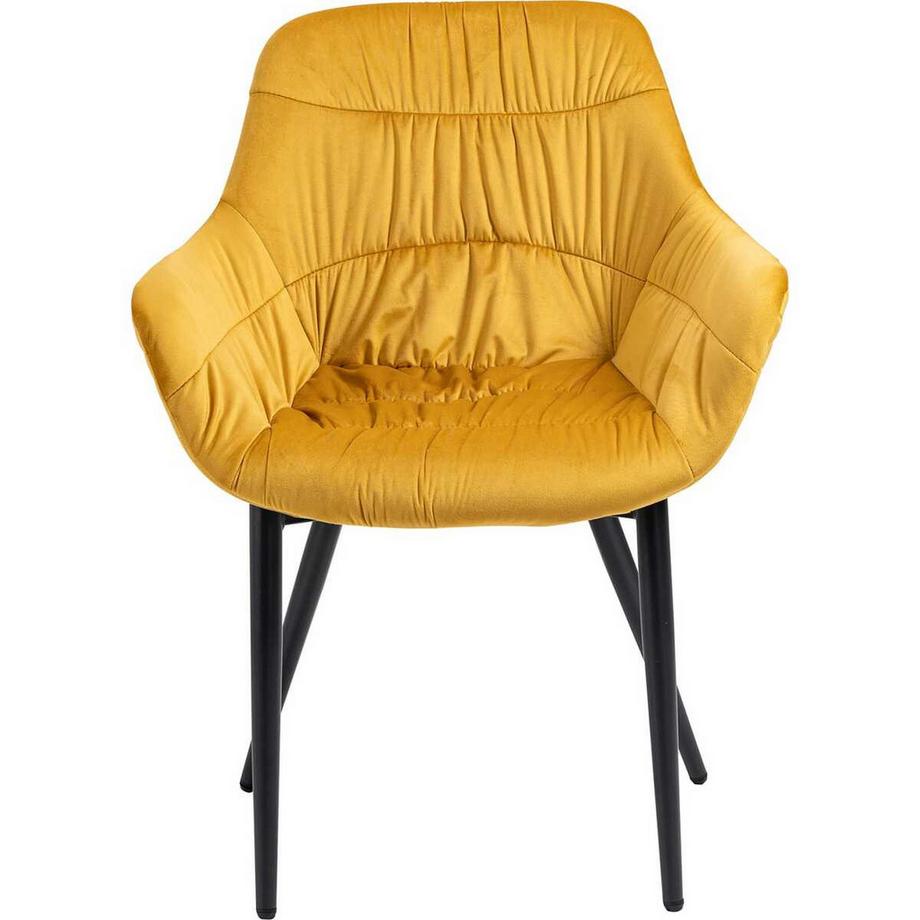 mutoni Fauteuil velours jaune moutarde  