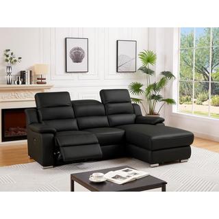 Vente-unique Eckrelaxsofa elektrisch - Ecke rechts - Leder - Schwarz - ARENA III  